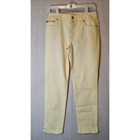 Chicos Sz 0 Womens 4 XS Platinum Denim Jeans Ultimate Fit Ankle Yellow Flaw - Picture 12 of 15